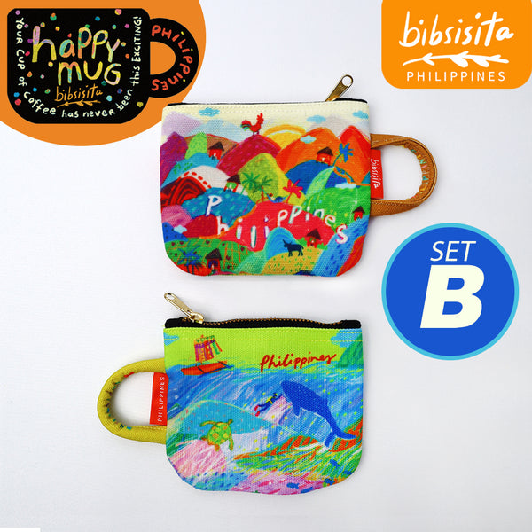 Bibsisita HAPPY MUG canvas purse SET OF 2 (with box packaging) SET B