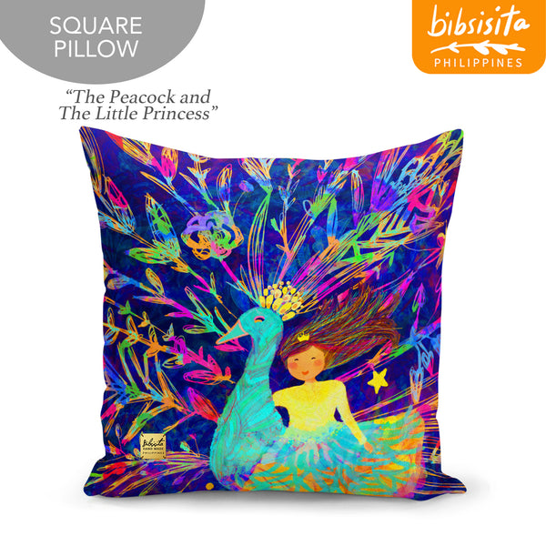 Bibsisita Pillow Case Square 20x20 - The Peacock And The Little Princess