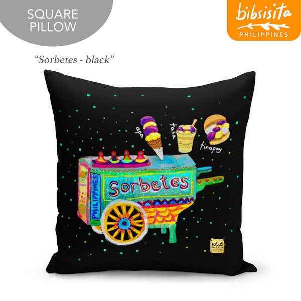Bibsisita Pillow Case Square 20x20 - Sorbetes - Black