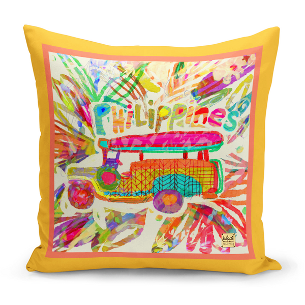 Bibsisita Pillow Case Square 20x20 - Jeepney - Brown