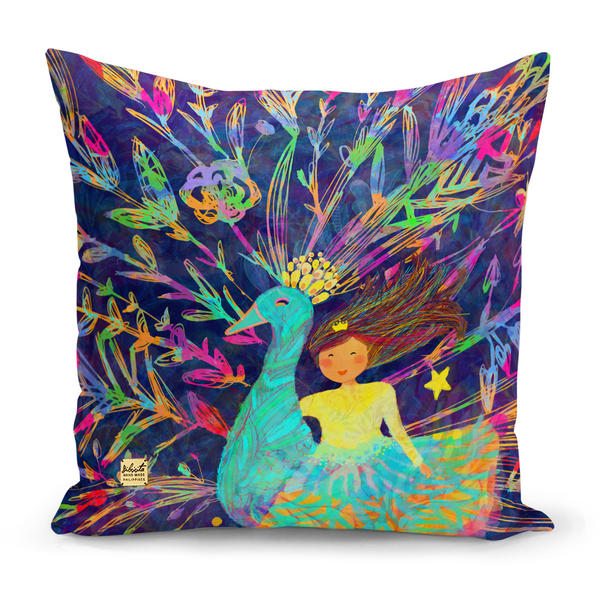 Bibsisita Pillow Case Square 20x20 - The Peacock And The Little Princess