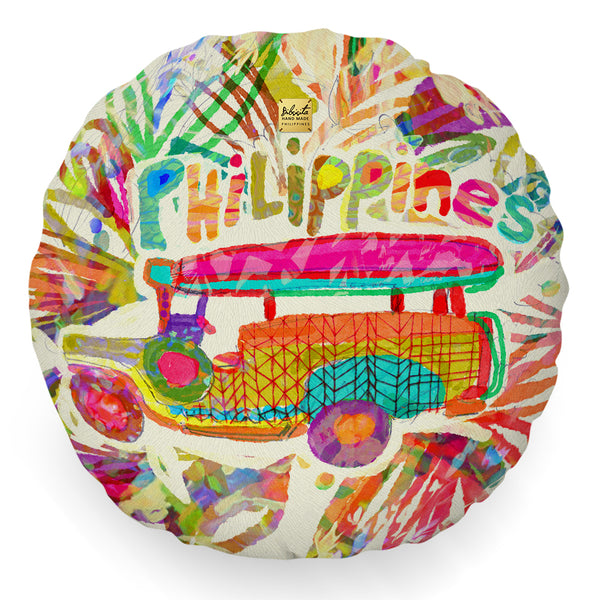 Bibsisita Pillow Round with Filler - Jeepney - Brown