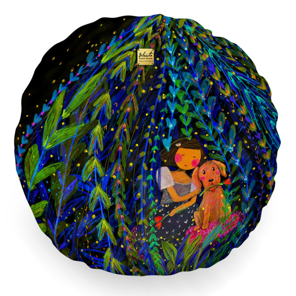 Bibsisita Pillow Round with Filler - A Night With Fireflies