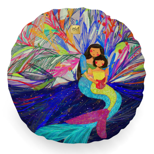 Bibsisita Pillow Round with Filler - The Story Of Mermaids