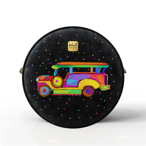 Bibsisita Round Bag Shoulder Bag - Jeepney Black - Dotted