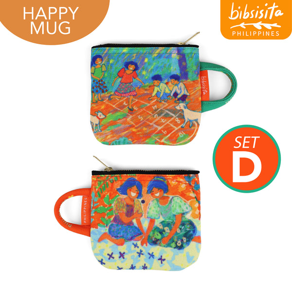 Bibsisita  HAPPY MUG canvas purse SET OF 2 (with box packaging) SET D