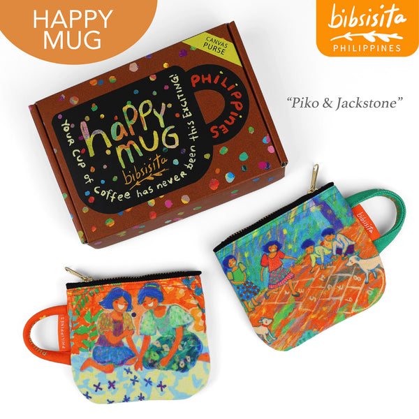 Bibsisita  HAPPY MUG canvas purse SET OF 2 (with box packaging) SET D