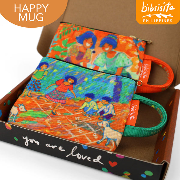 Bibsisita  HAPPY MUG canvas purse SET OF 2 (with box packaging) SET D