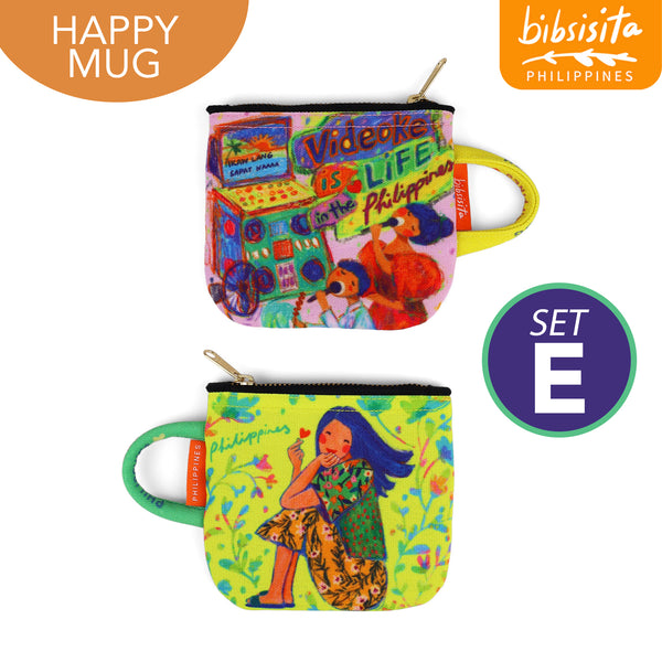 Bibsisita  HAPPY MUG canvas purse SET OF 2 (with box packaging) SET E