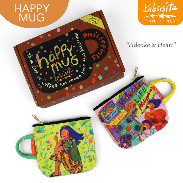Bibsisita  HAPPY MUG canvas purse SET OF 2 (with box packaging) SET E