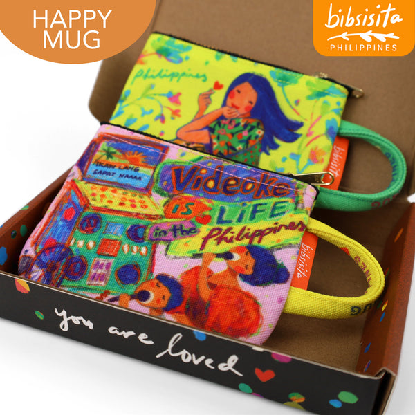 Bibsisita  HAPPY MUG canvas purse SET OF 2 (with box packaging) SET E