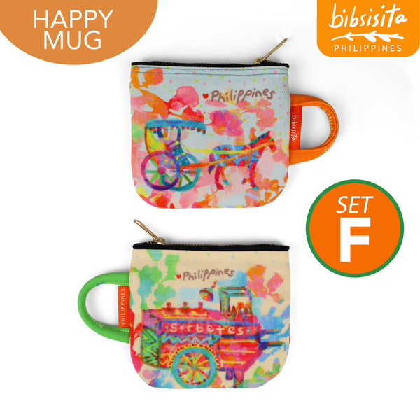 Bibsisita  HAPPY MUG canvas purse SET OF 2 (with box packaging) SET F