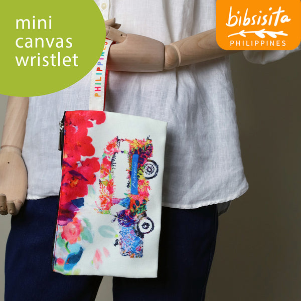 Bibsisita MINI CANVAS WRISTLET- FLOWERS JEEPNEY