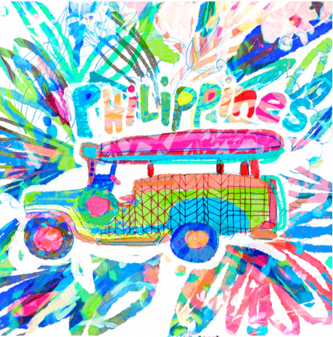 Bibsisita Pillow Case Square 20x20 -Jeepney Blue
